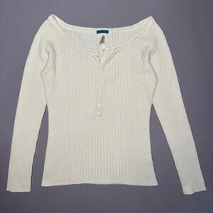 Vintage Y2K Aeropostale Ribbed Henley Sweater Size Medium Bella Swan